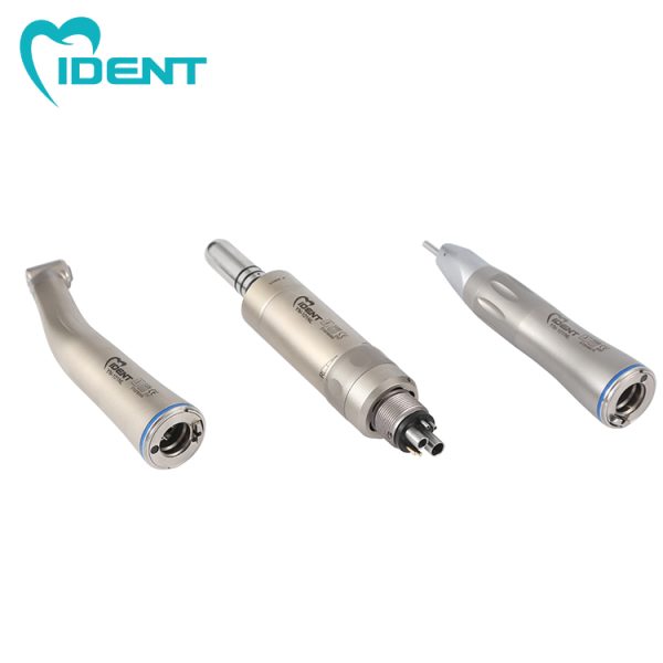 Dental Low Speed Handpiece Kit Fiber Optic Contra Angle 1:1 Push Button Blue Ring Air Motor Inner Water Spray System With LED - Image 2
