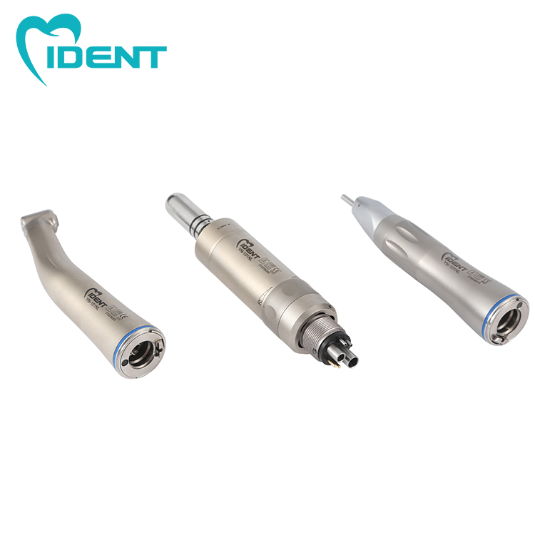 Dental Low Speed Handpiece Kit Fiber Optic Contra Angle 1:1 Push Button Blue Ring Air Motor Inner Water Spray System With LED - Image 2