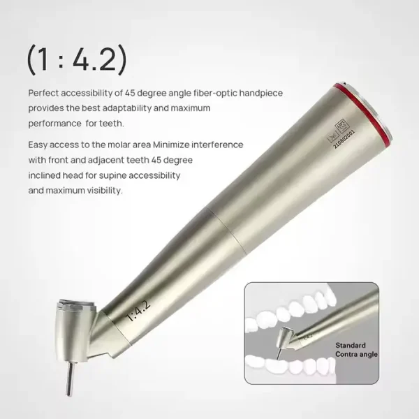 Dental high-speed handpiece 1:4.2 fiber optic Dental High-Speed Handpiece with Integrated LED Illumination - 图片 4