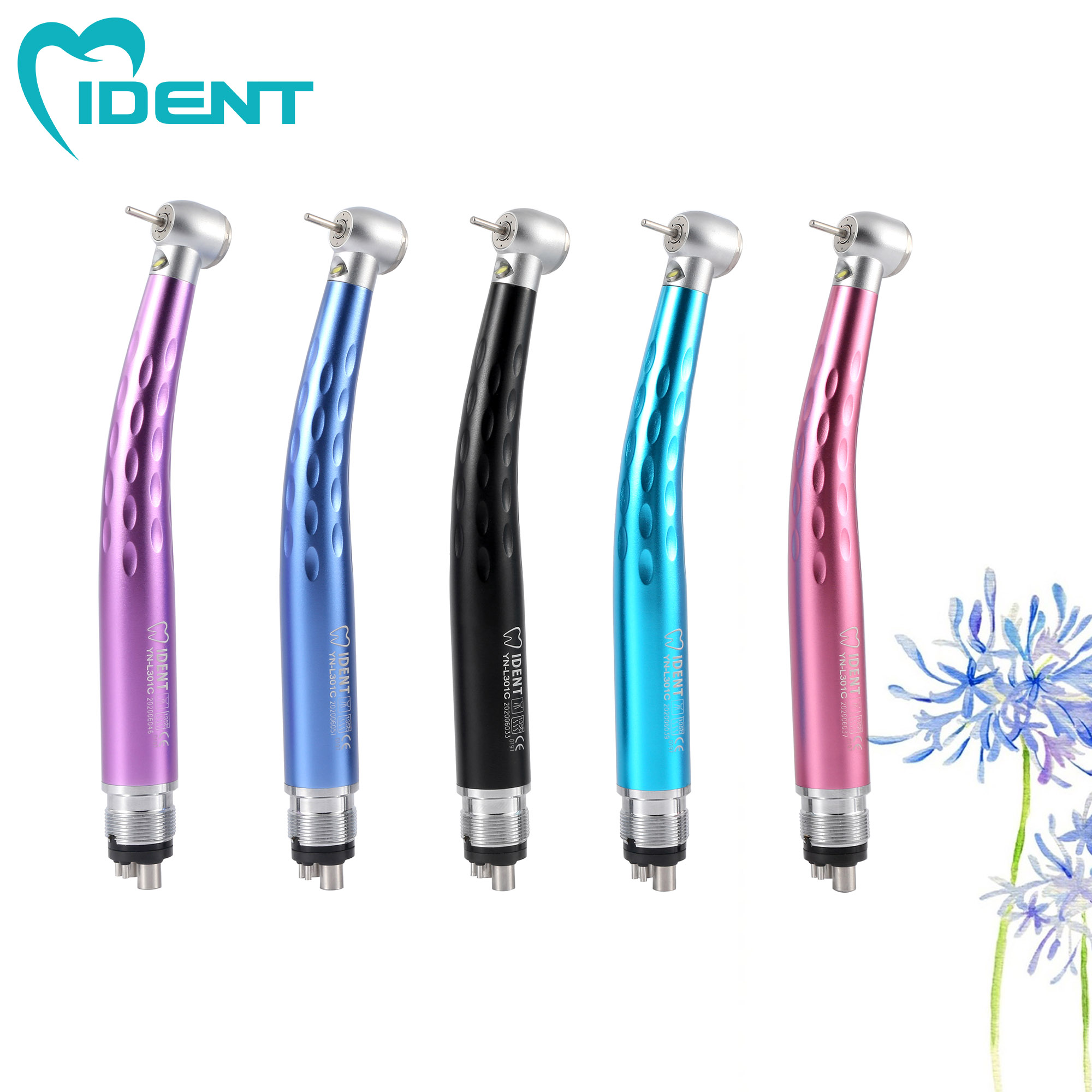 Dental handpiece 5 Water Spray Ceramic Bearing Rotor Brightly Rainbow LED Light High Speed Dental Air Turbine Handpiece Lighting Push Button