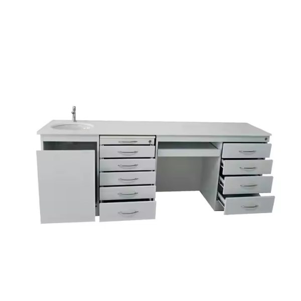 Dental medical customized stainless steel 5 drawers mobile cabinet marble table with sink - 图片 3