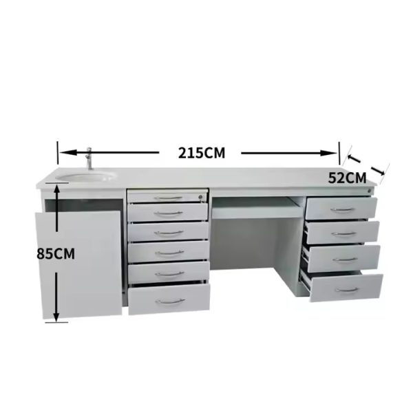 Dental medical customized stainless steel 5 drawers mobile cabinet marble table with sink - 图片 4