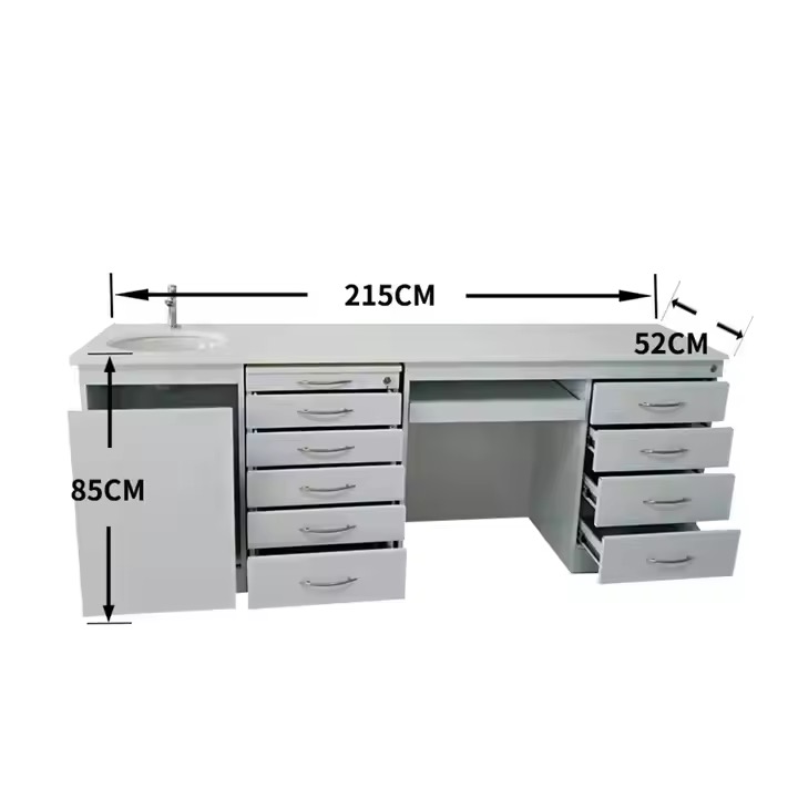 Dental medical customized stainless steel 5 drawers mobile cabinet marble table with sink - 图片 4