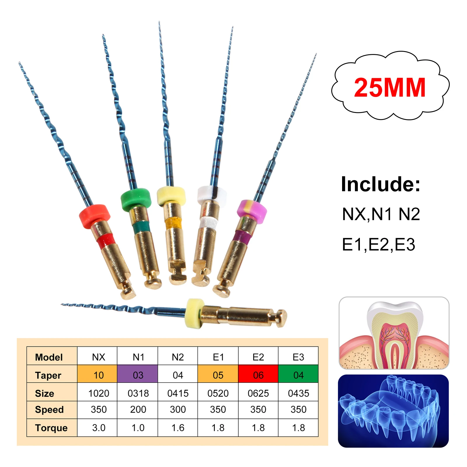 Dental Endodontic files  Universe Engine Use Rotary Root Canal NiTi Files 25mm Flexible High Quality  , Rotary endodontic files, Endo files, NiTi files - Image 2