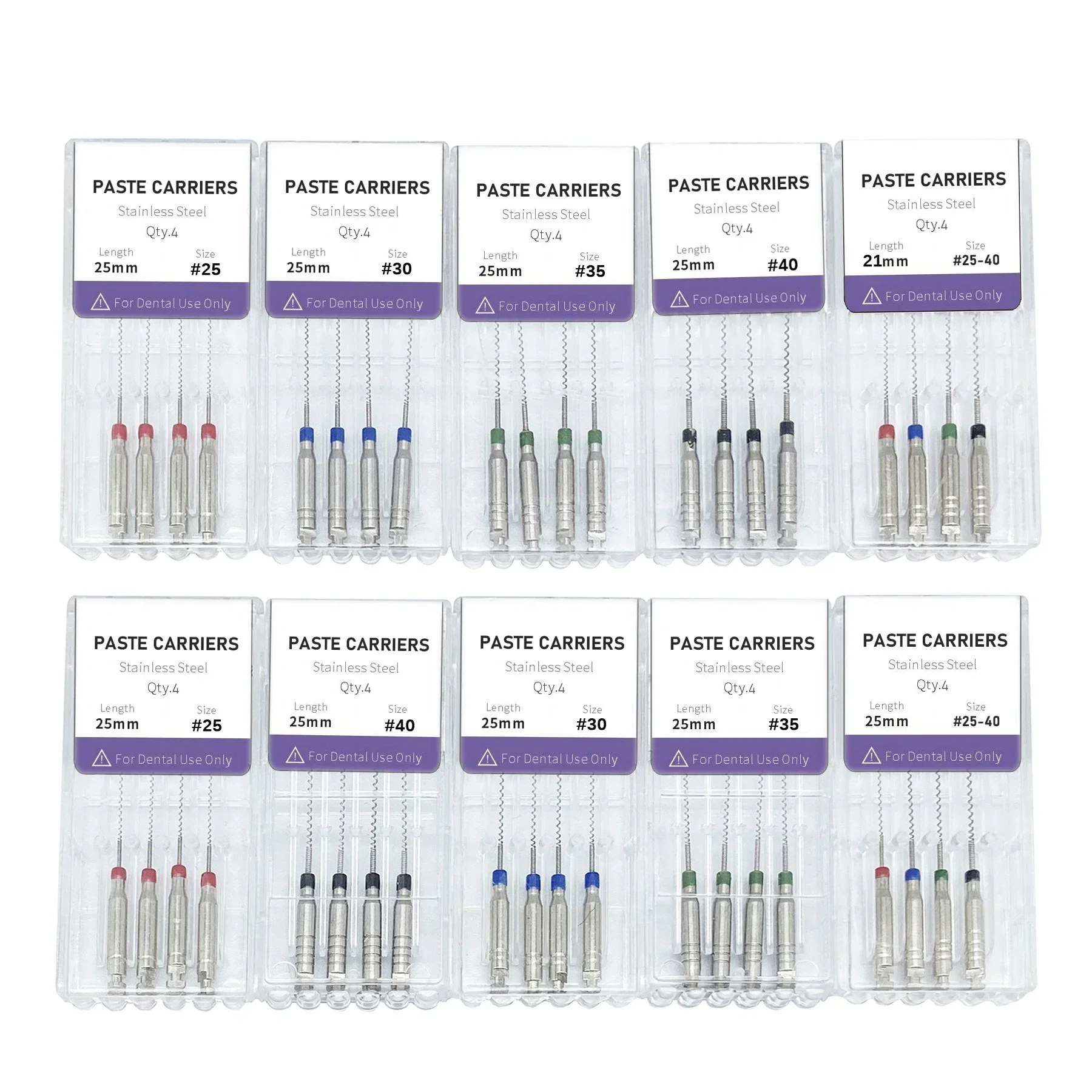 Endodontic files 4pcs/Box 21/25mm Dental Lentulo Paste Carriers Endodontic Reamers Drill Burs Endo Files Dentist Materials Instrument  , Rotary endodontic files, Endo files, NiTi files - Image 2
