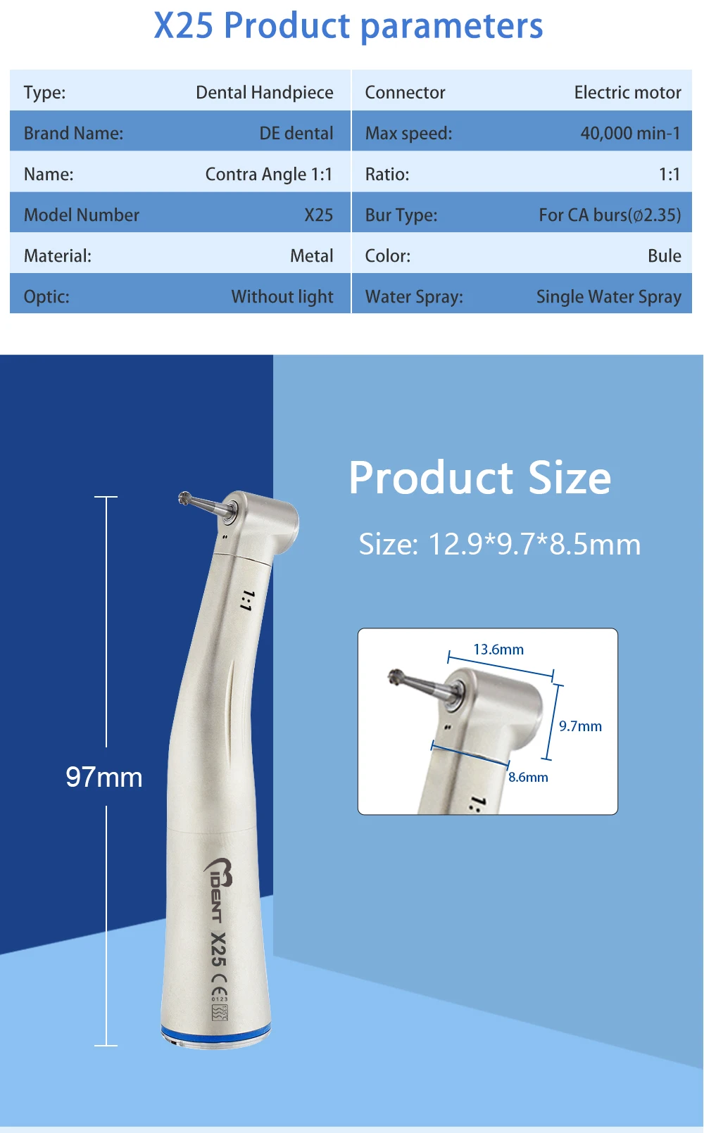 Dental handpiece x25 prduct handpiece 1:1 without light - Image 2