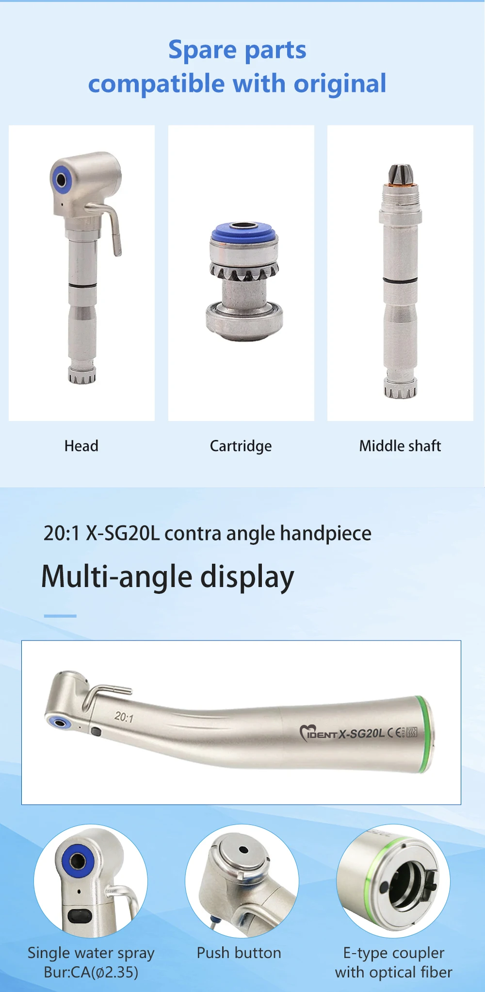 Dental  handpiece X-SG20L with light handpiece 20:1 - Image 3